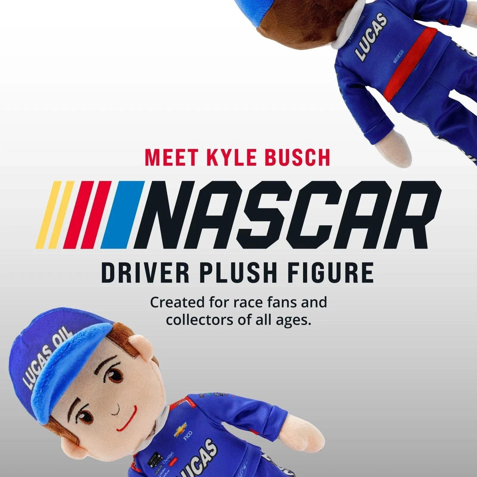 Kyle Busch NASCAR Plush Figure Lucas Oil RCR Racing Plush Toy Collectible 14”