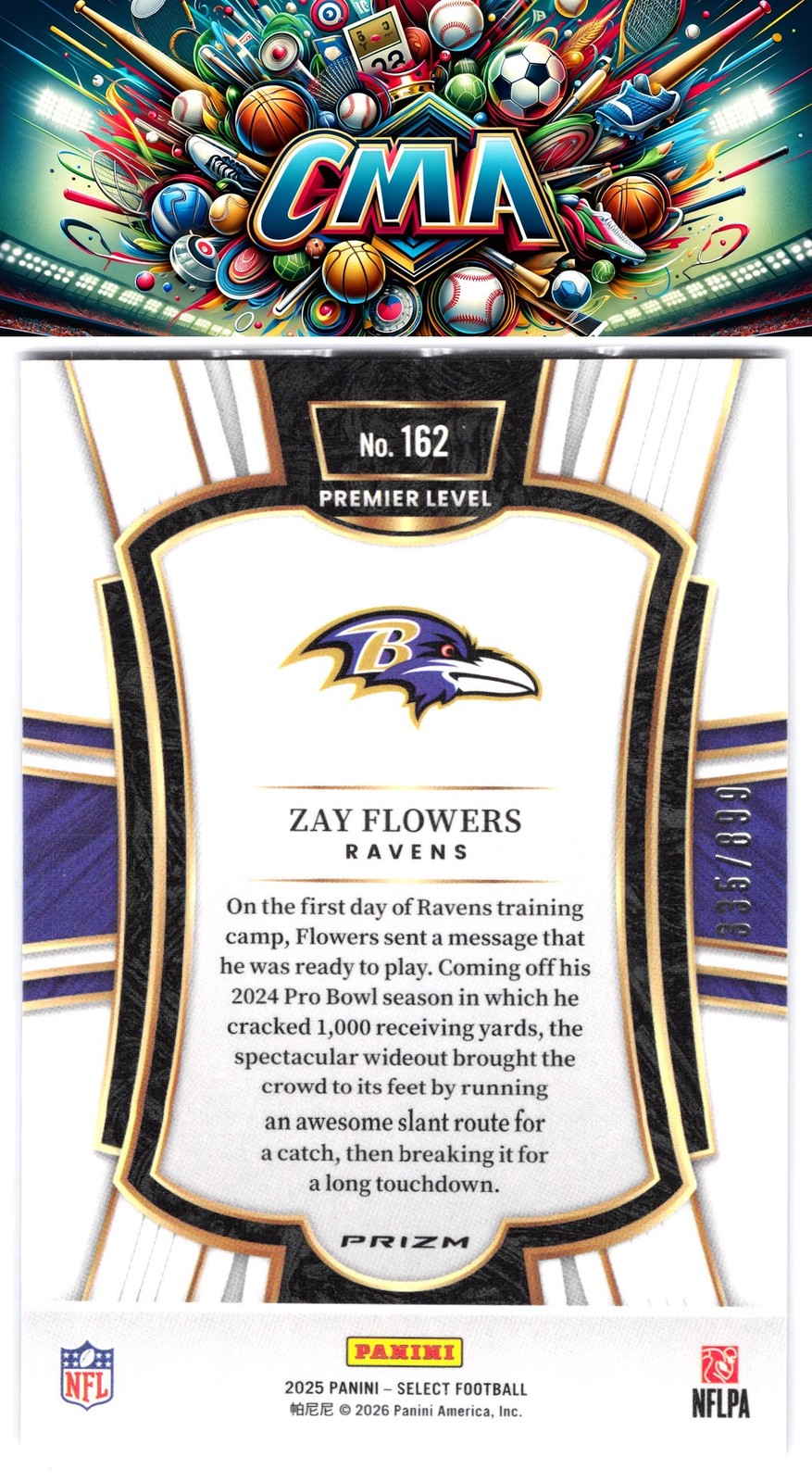 2025 Panini Select #162 Zay Flowers Copper Prizm Shock #/899