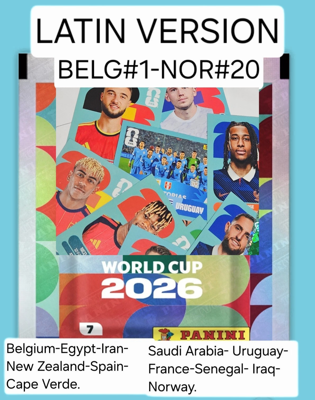 Panini World Cup 2026 -LATIN Edition – Stickers from BEL#1 to NOR #20 FIFA