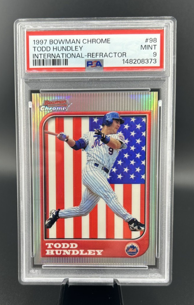 1997 Bowman Chrome #98 TODD HUNDLEY International REFRACTOR – PSA 9 MINT