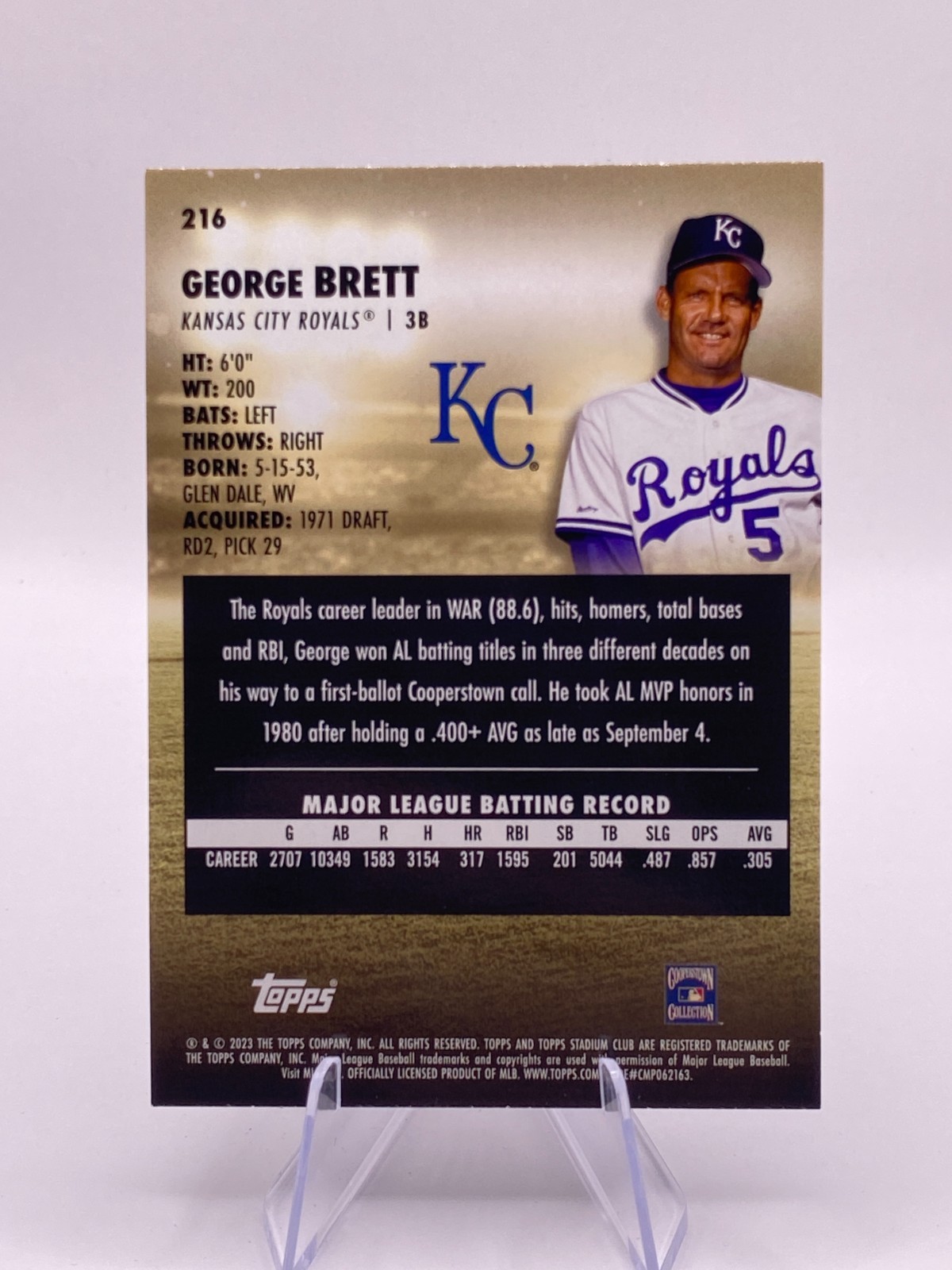 George Brett 2023 Topps Stadium Club #216 Kansas City Royals Trading Card MLB