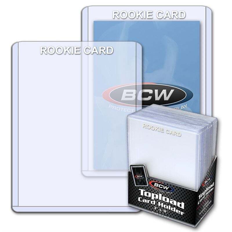 40 pks of 25 (1000) BCW 3″ x 4″ Wht Imprinted “Rookie Card” Topload Card Holders