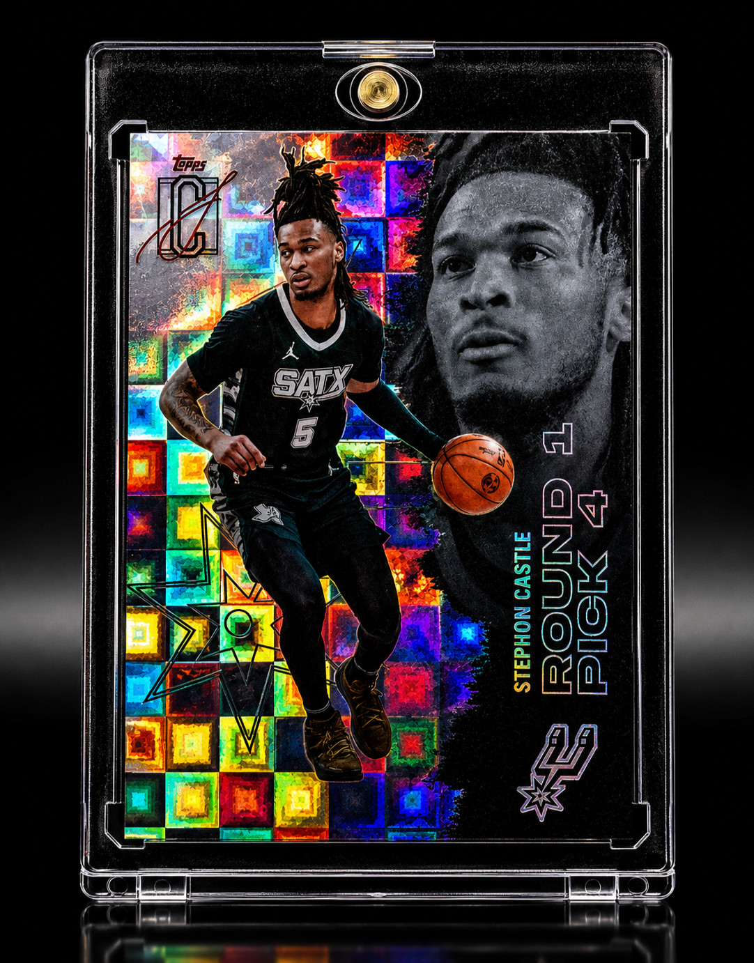 STEPHON CASTLE ROOKIE BLACK CHECKERBOARD REFRACTOR Squares Prizm 2024-25 Spurs