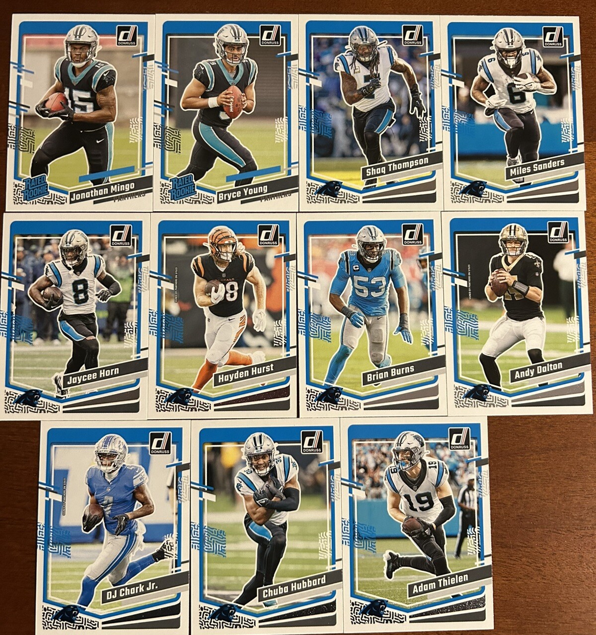 2023 Donruss Football (1-400 Set) Carolina Panthers Team Set (11 Cards)