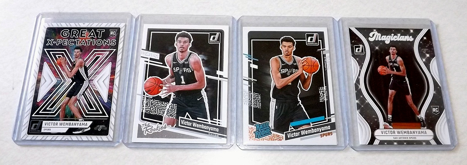 4 Card Lot Panini 2023-24 Donruss The Rookies Victor Wembanyama #1, 10, 220