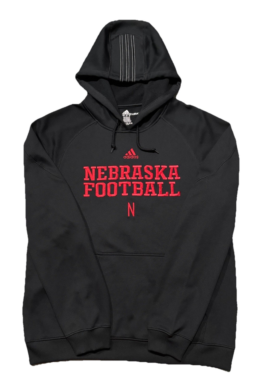 Adidas Nebraska Cornhuskers Hoodie Sweatshirt. Mens L. Black. NCAA. Blackshirts.