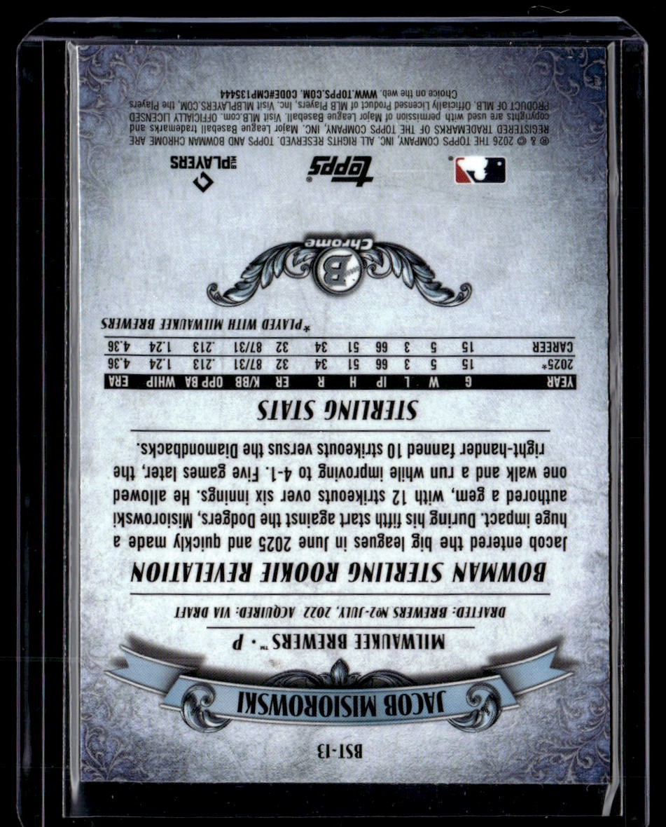 2026 Bowman #BST-13 Jacob Misiorowski Bowman Sterling