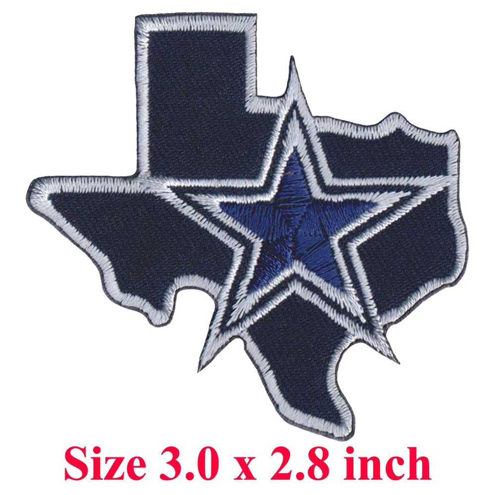 10 pcs Dallas Cowboys Texas Map Logo Size 3.0 in x 2.8 in Sew Iron On Patches