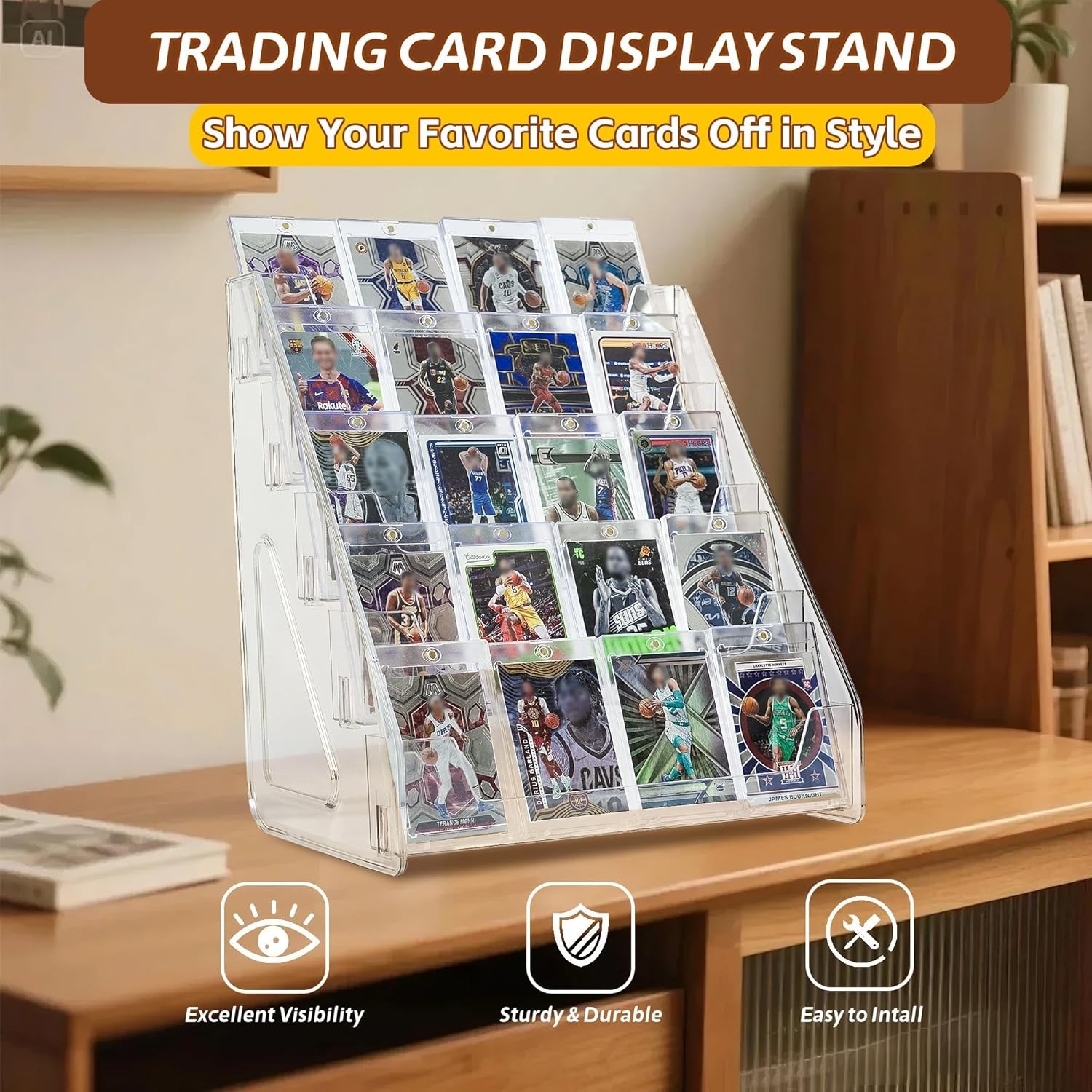 Acrylic Trading Card Display Stand 5 Tier Large Capacity Organizer for Collec…