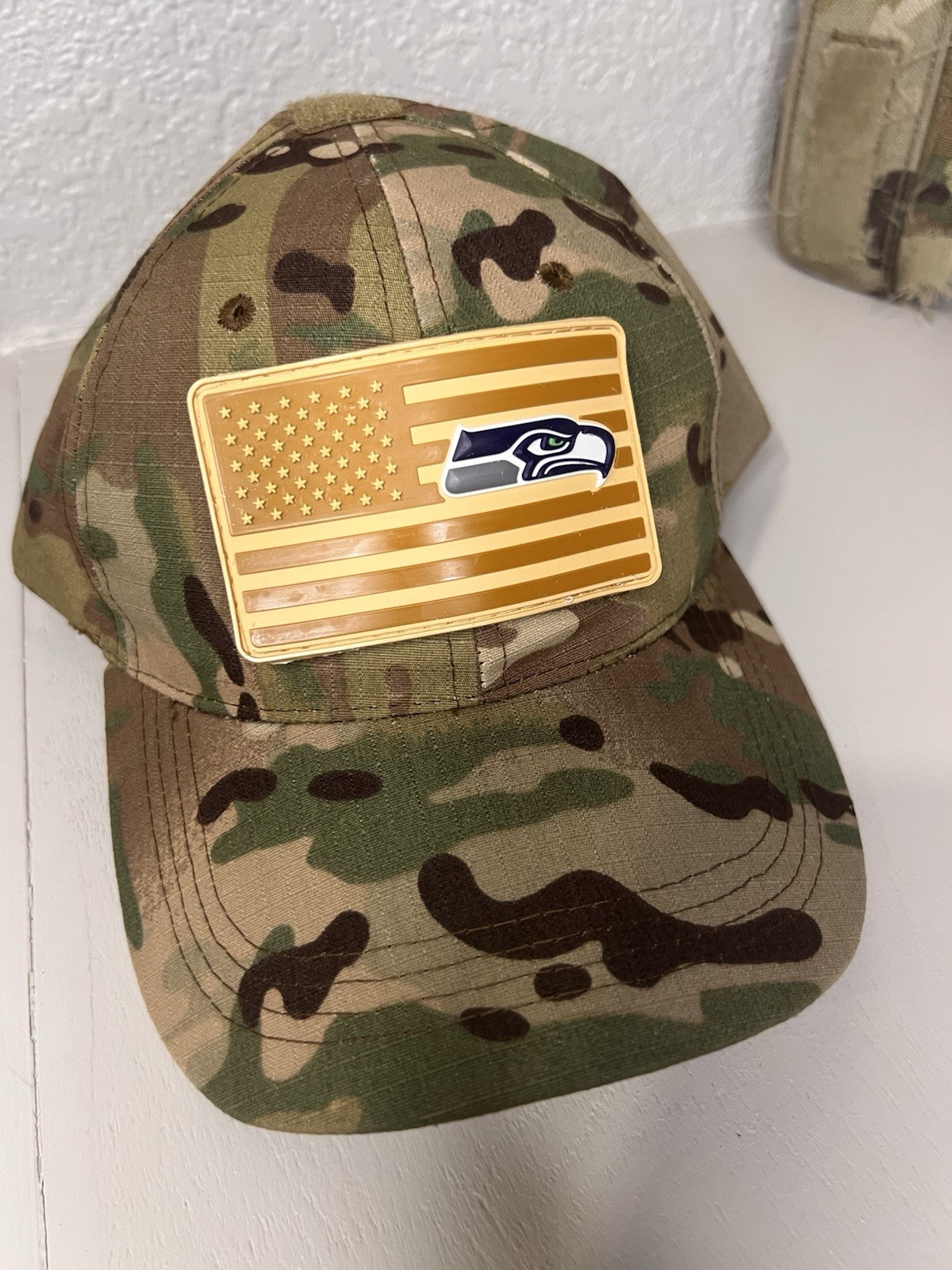 Military Combat American Flag Seattle Seahawks football PVC Patch W Vlcro