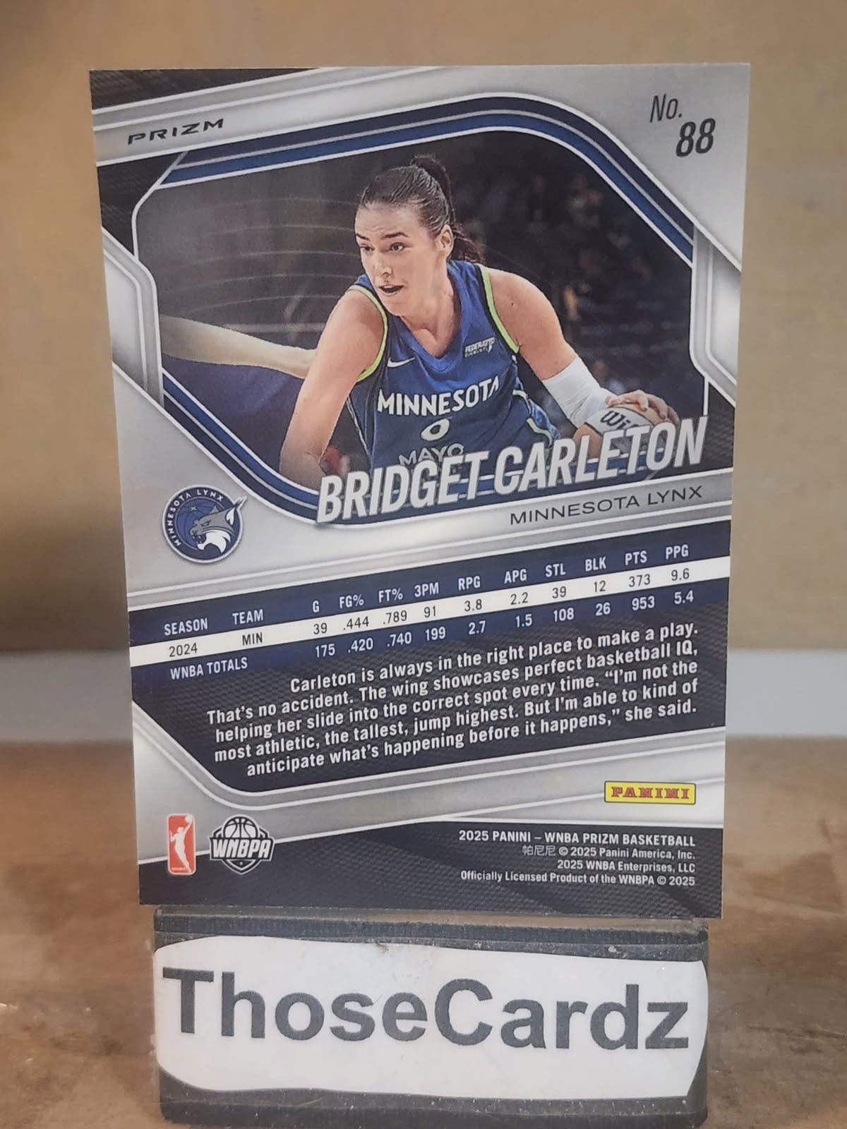 2025 Panini Prizm WNBA White Seismic Prizm #88 Bridget Carleton