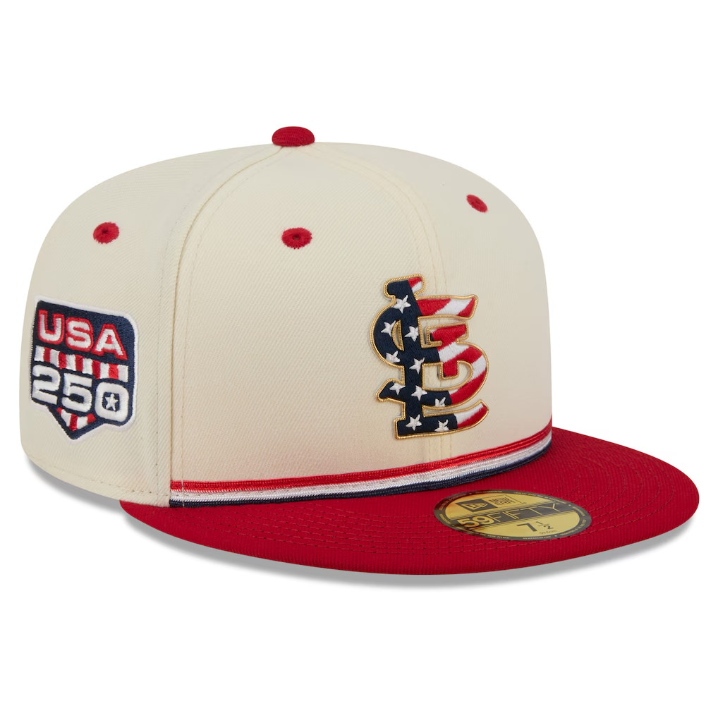 New Era St. Louis Cardinals 4th of July USA 250 59FIFTY Fitted Hat SHIPS FREE