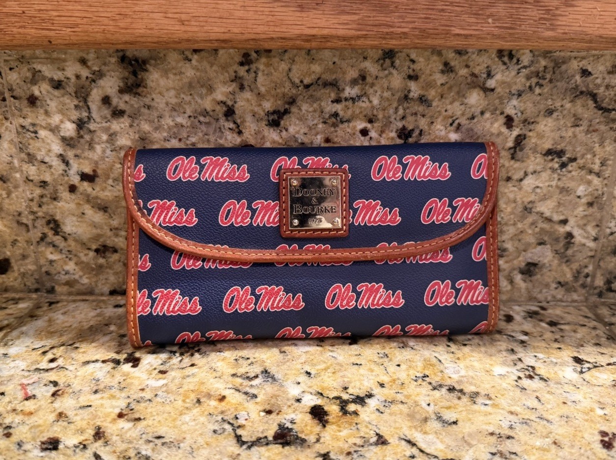 Dooney & Bourke Ole Miss Rebels Long Wallet Clutch Zip Pocket