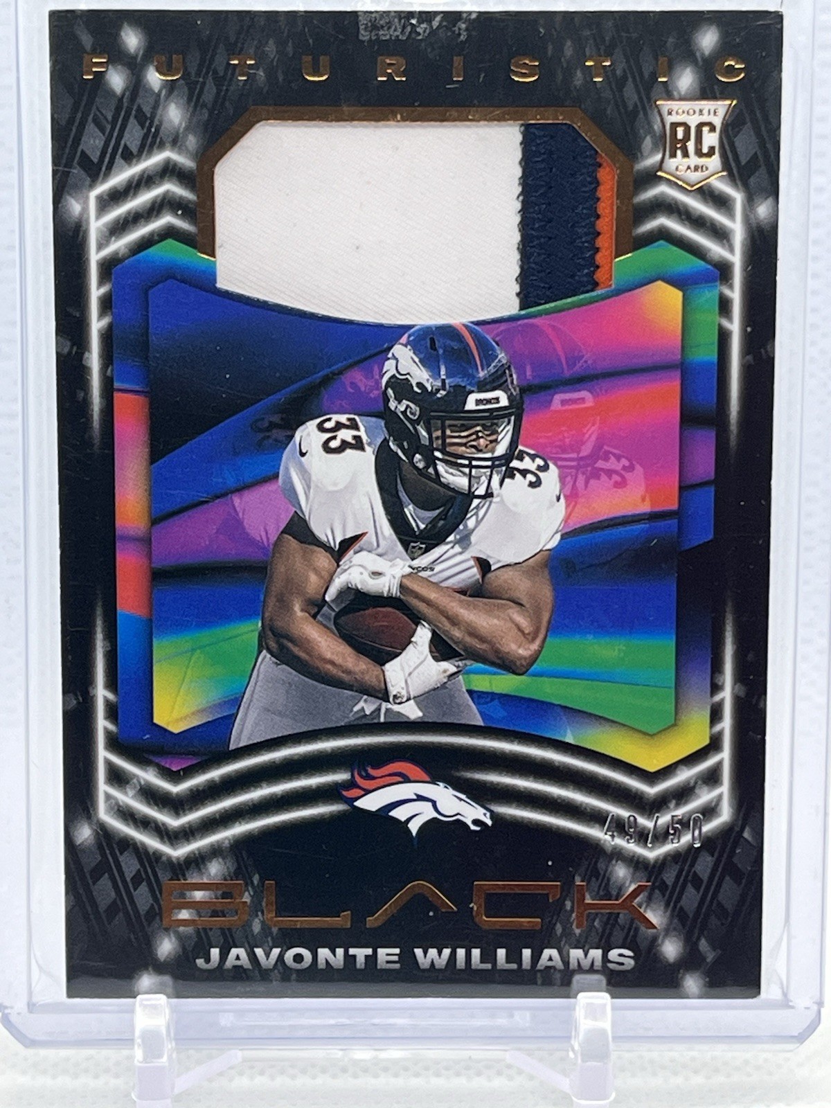 2021 Panini Black Futuristic # F-JWI Javonte Williams Copper /50 (Mem, RC)