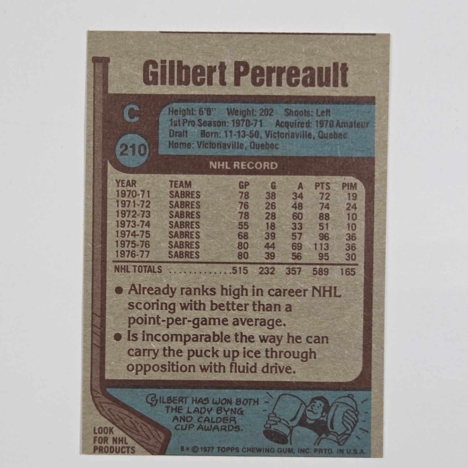 1977-78 Topps – Gilbert Perreault #210