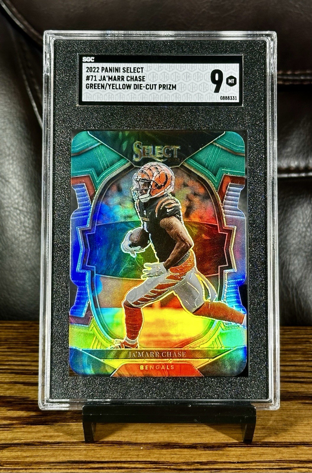 2022 Select Ja’Marr Chase #71 Green & Yellow Holo Die-Cut, SGC Grade (9.5) 🔥