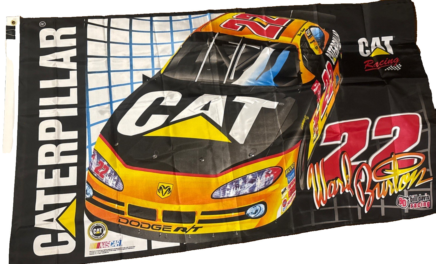 WARD BURTON # 22 CATERPILLAR SINGLE SIDED 3 by 5 FLAG ! FAST SHIPPING !