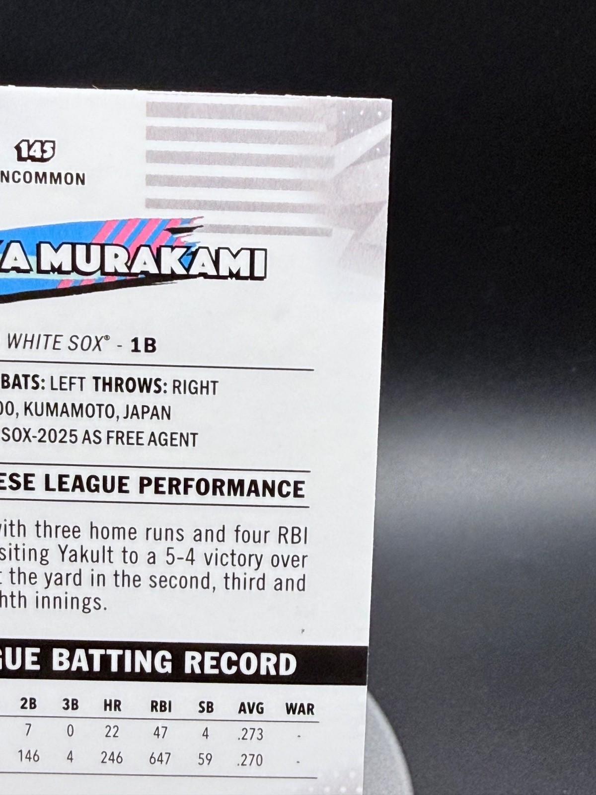 2026 Topps Finest MUNETAKA MURAKAMI RC Uncommon Mini Diamond #143 White Sox