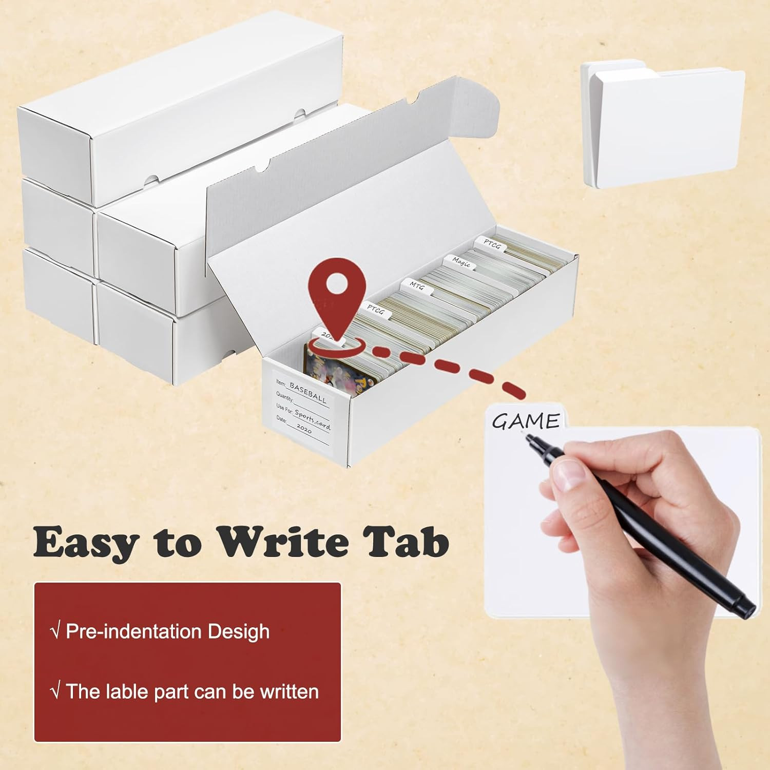 Trading Card Dividers White | 200PCS Horizontal Paper Cards Divider Organizer fo