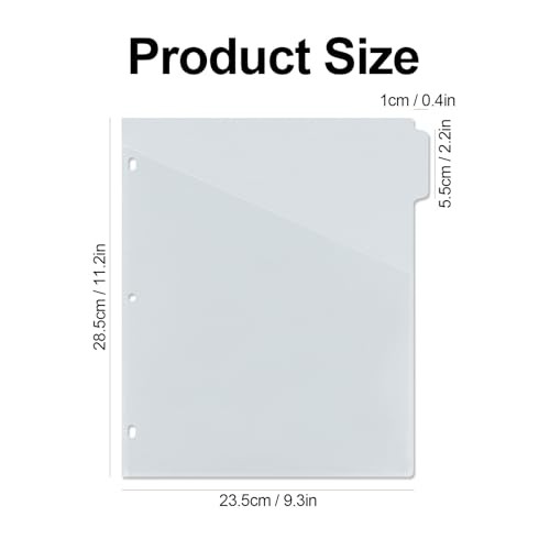 Binder Dividers with Pockets – 5 Plastic Dividers for 3 Ring Grey – 5 Tabs