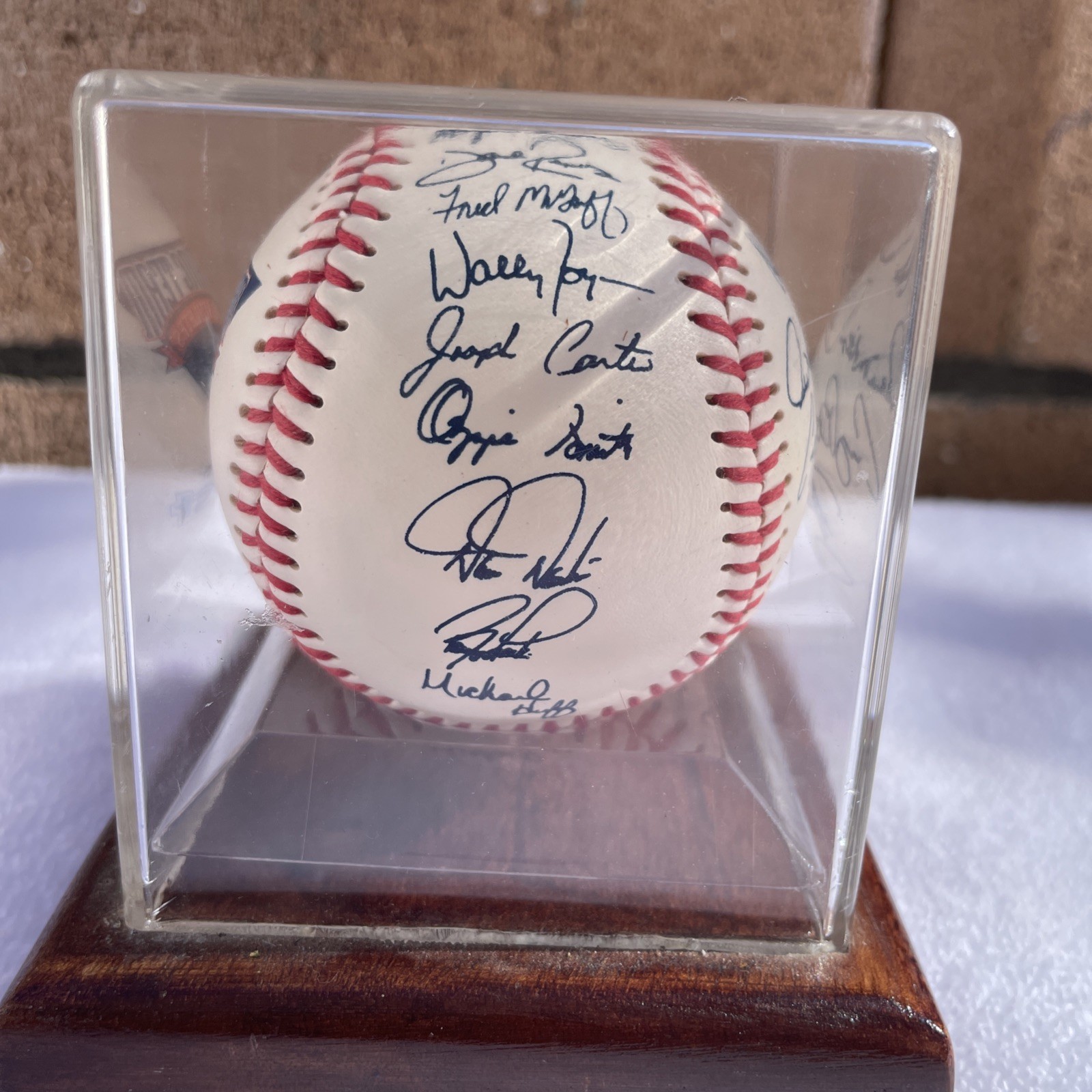 Autographed Baseball Multi Signed MLB Coaches Caring Team Athletes Crest