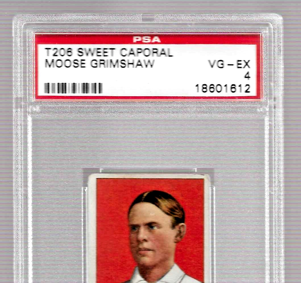 1909 T206 SWEET CAPORAL 350 TOBACCO BASEBALL CARD PSA 4 MOOSE GRIMSHAW TORONTO