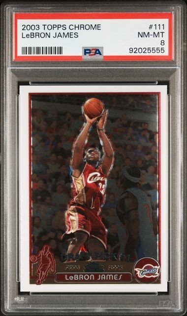 2003 TOPPS CHROME #111 LeBRON JAMES psa 8