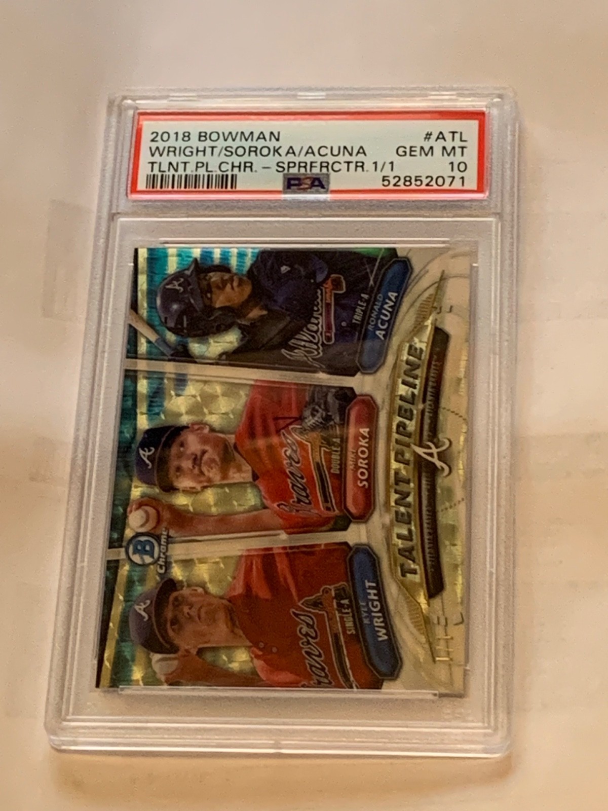 2018 Bowman Chrome Ronald Acuna Rookie Superfractor 1/1 Talent Pipeline PSA 10
