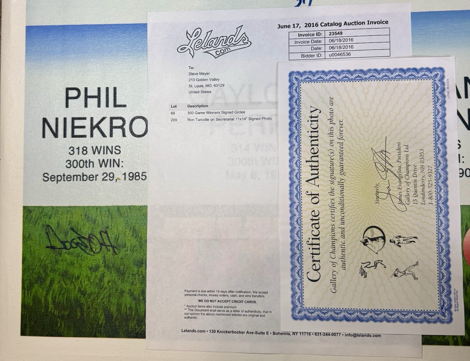 300 Win Club Signed #PP8/10 – Niekro, Ryan, Seaver, Carlton Lelands Prov & COA