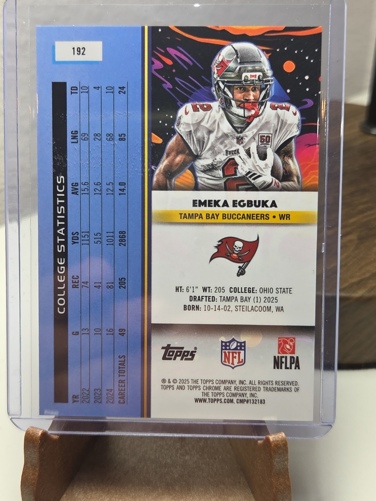 2025 Topps Chrome Cosmic Emeka Egbuka Orange Galactic Refractor /25 RC