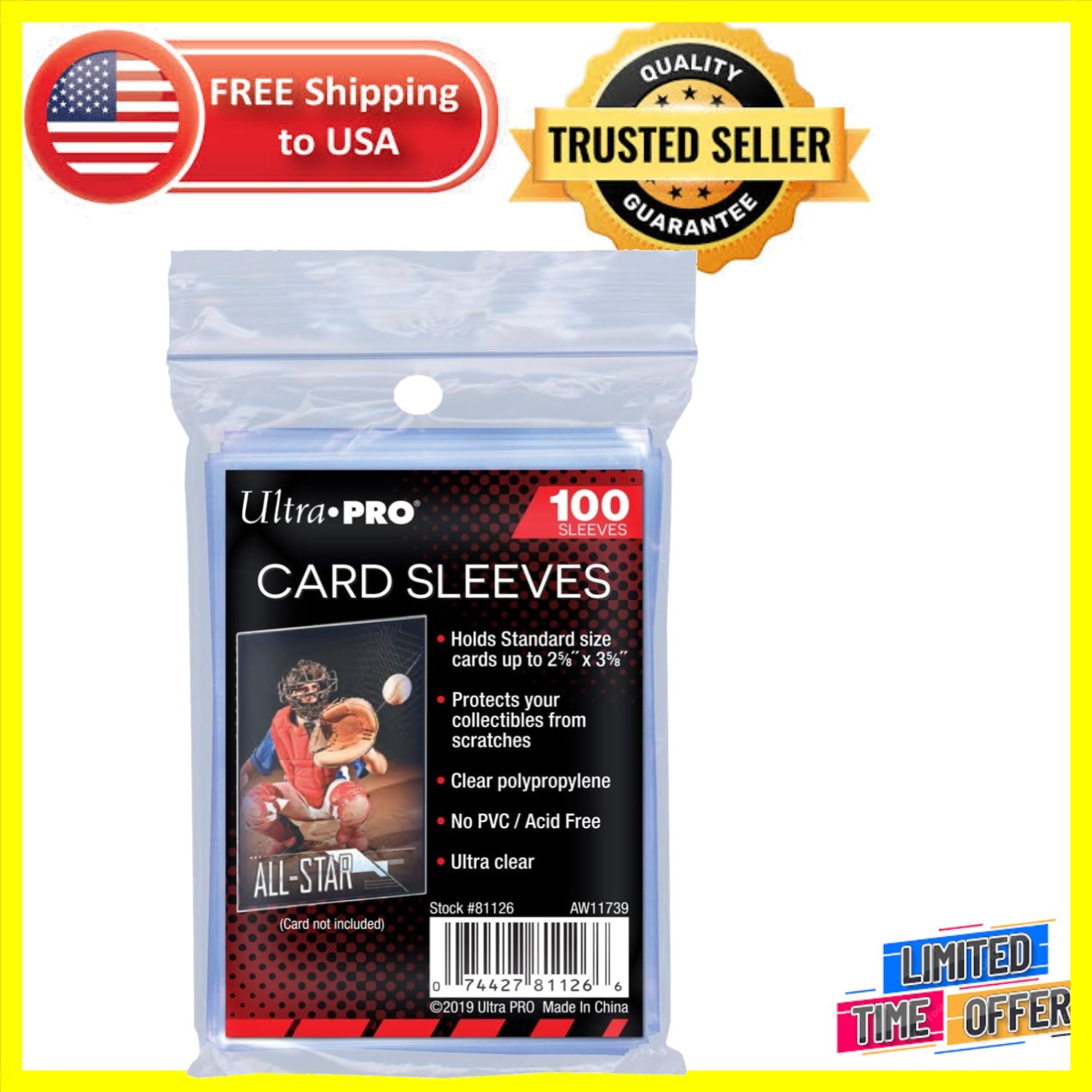 Clear Polypropylene Card Sleeves – 100 Count for Collectible Card Protection