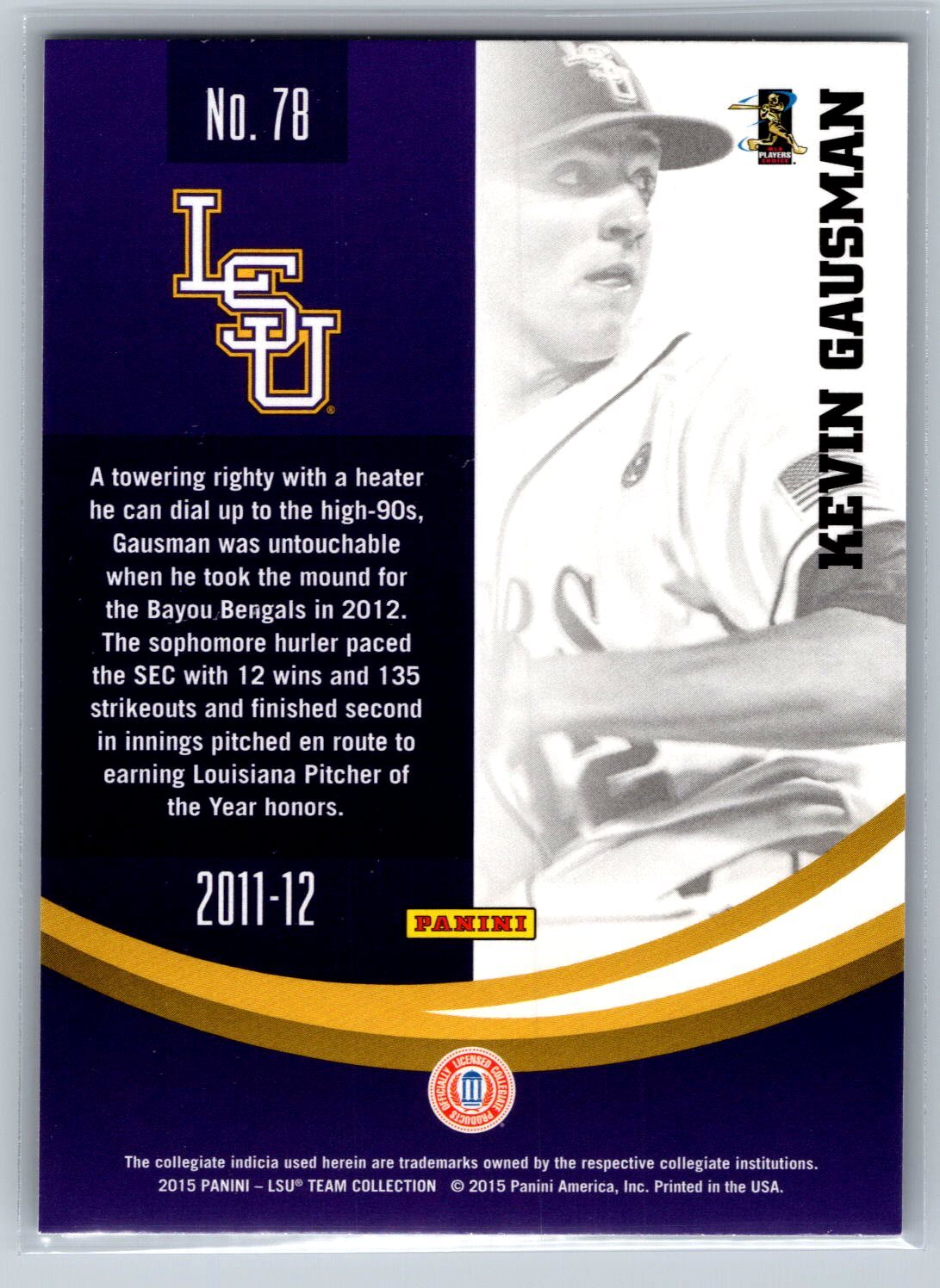 2015 Panini Collegiate LSU Kevin Gausman #78