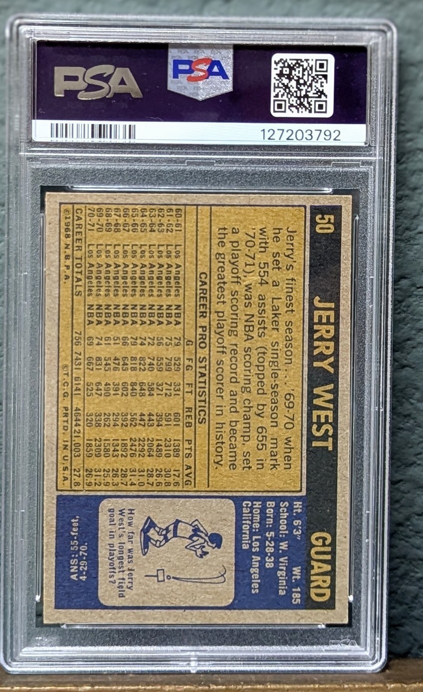 1971 PSA 7 Topps Jerry West – good color and a solid surface