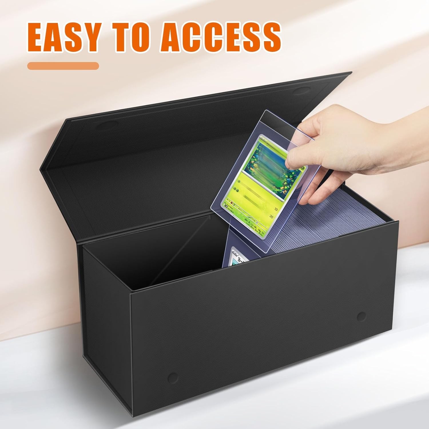 Semi Rigid Card Holder & Magnetic Storage Box Case for Trading Cards – 1ct Black
