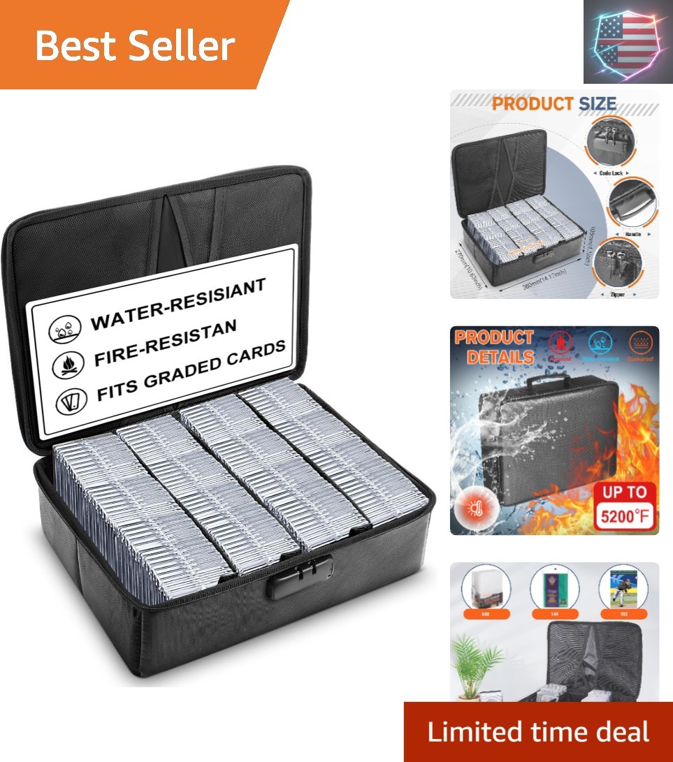 102+ 4 Row Graded Card Storage Box with Combination Lock, Waterproof and 5200…