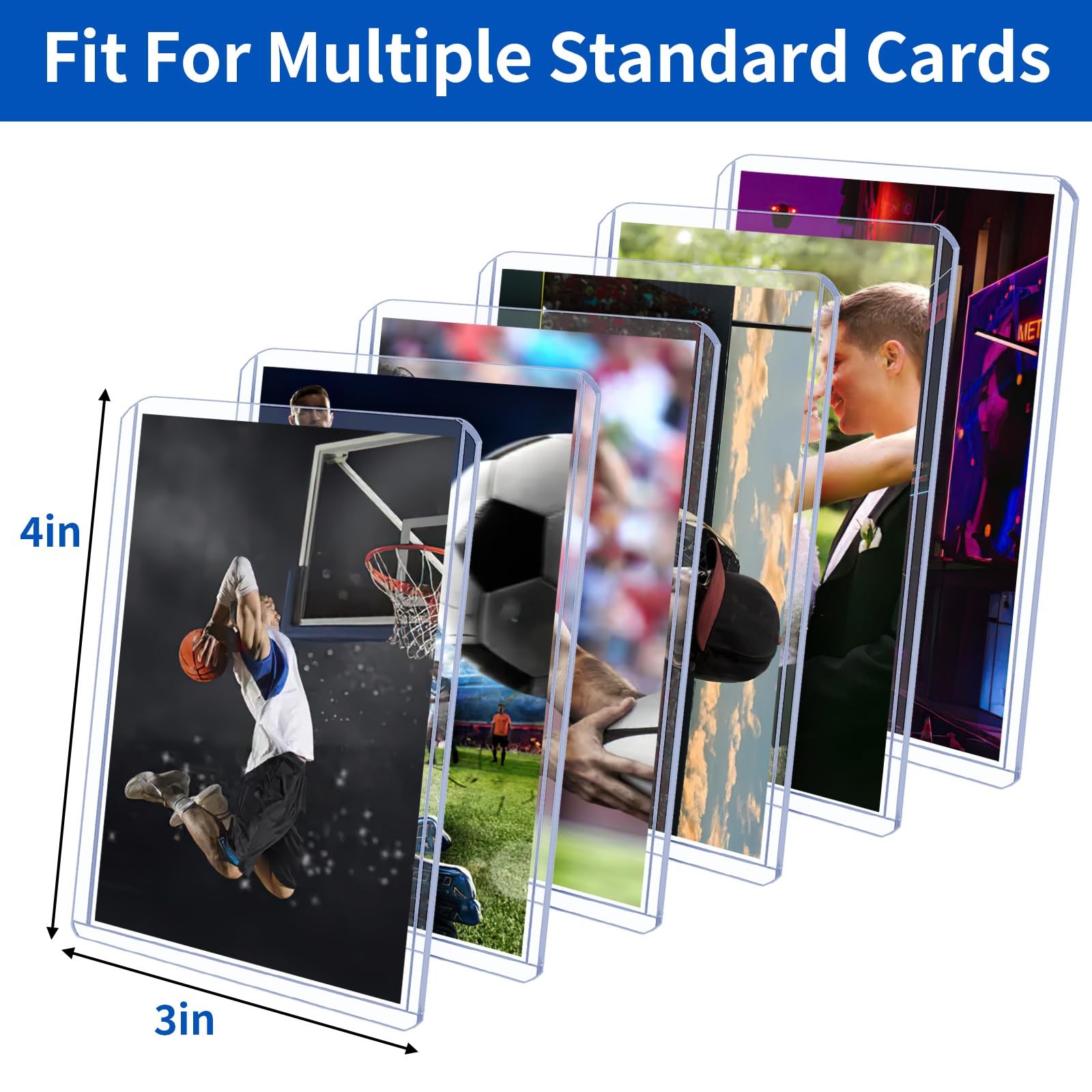 Trading Card Sleeves Hard Plastic Clear Case Holder 42Pc Baseball Card