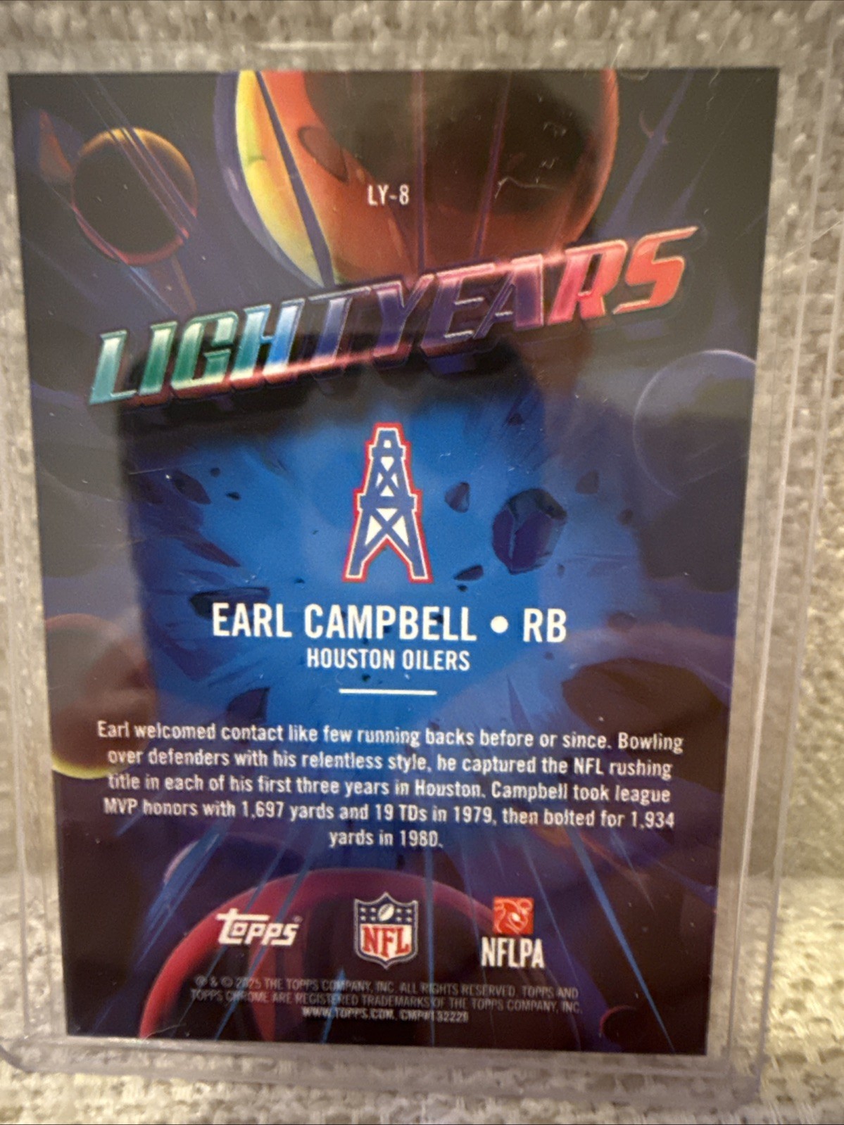 2025 Topps Chrome Cosmic Light Years Earl Campbell Oilers LY-8 SSP- 1:693 Packs