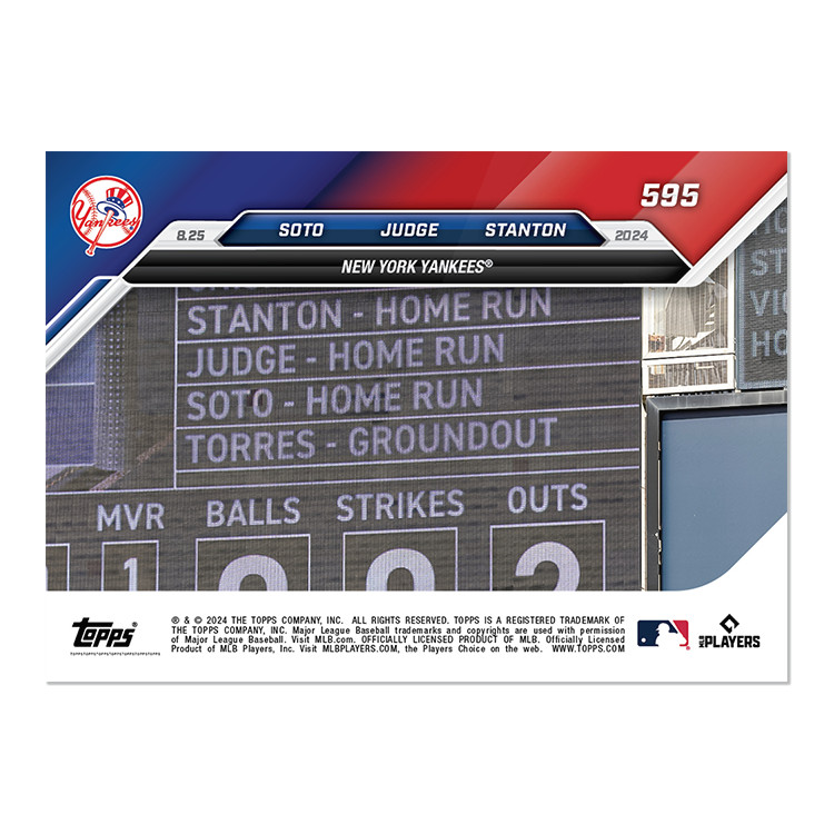2024 Topps Now 595 Judge, Stanton, Soto B to B to B HR Inning -Free Shipping!