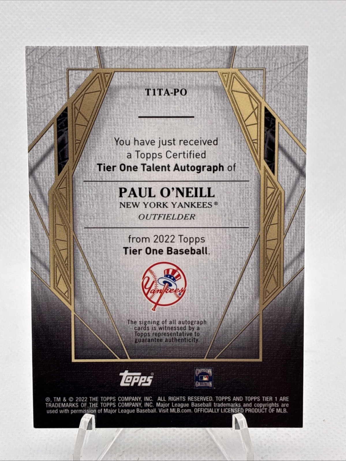 2022 Topps Tier One – Tier One Talent Autographs Paul O’Neill #T1TA-PO /149 (AU)