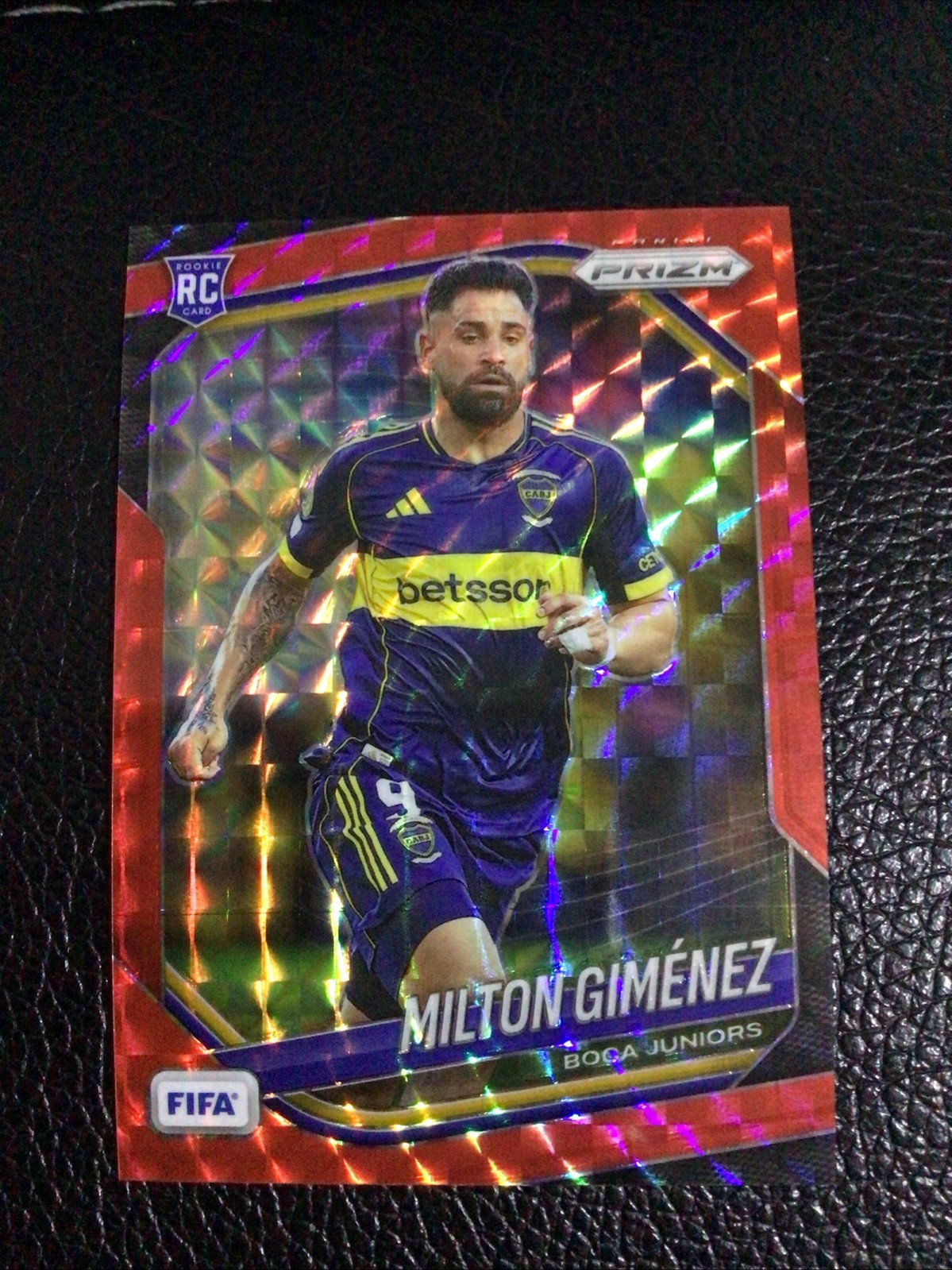 Panini 2025-26 Prizm FIFA Soccer Milton Giménez #172 Red Prizm SP RC Boca