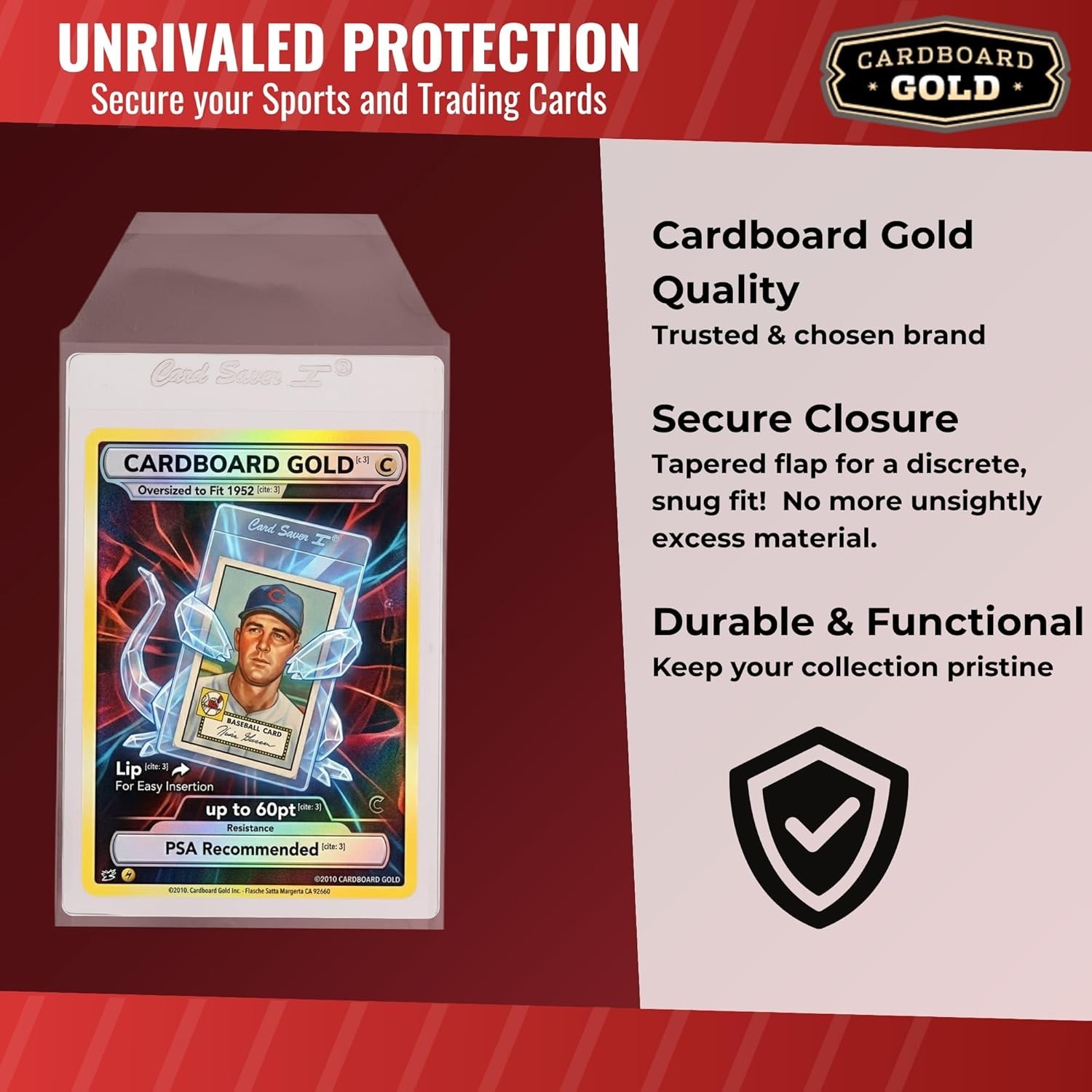 Card Saver 1 Sleeves 50 Pack Resealable Acid-Free Clear for Sports Gaming Cards