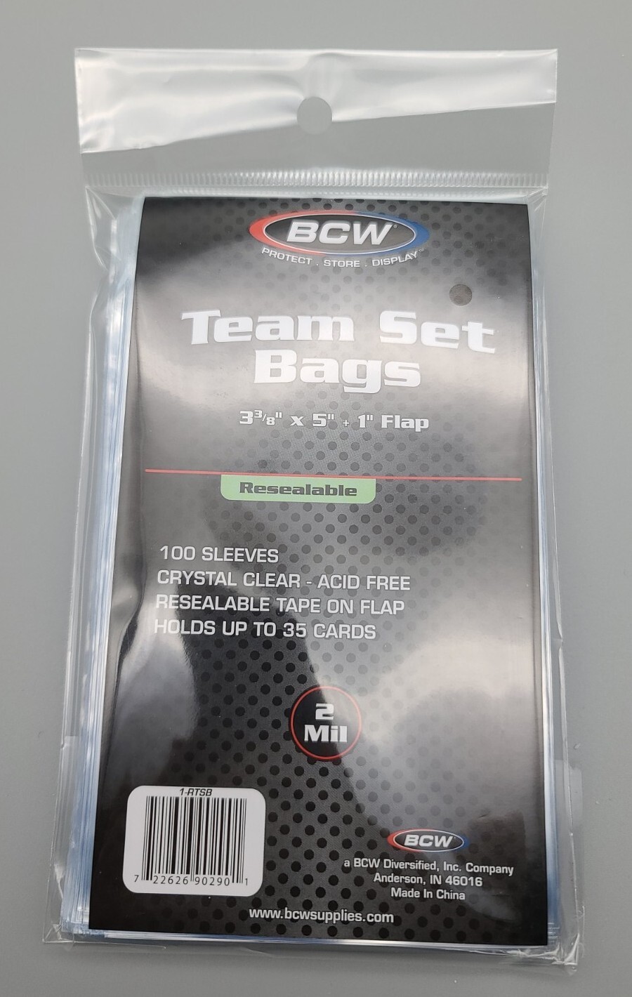 BCW Resealable Team Set Bags 1 Pack of 100 Sleeves Holds Up to 35 Cards