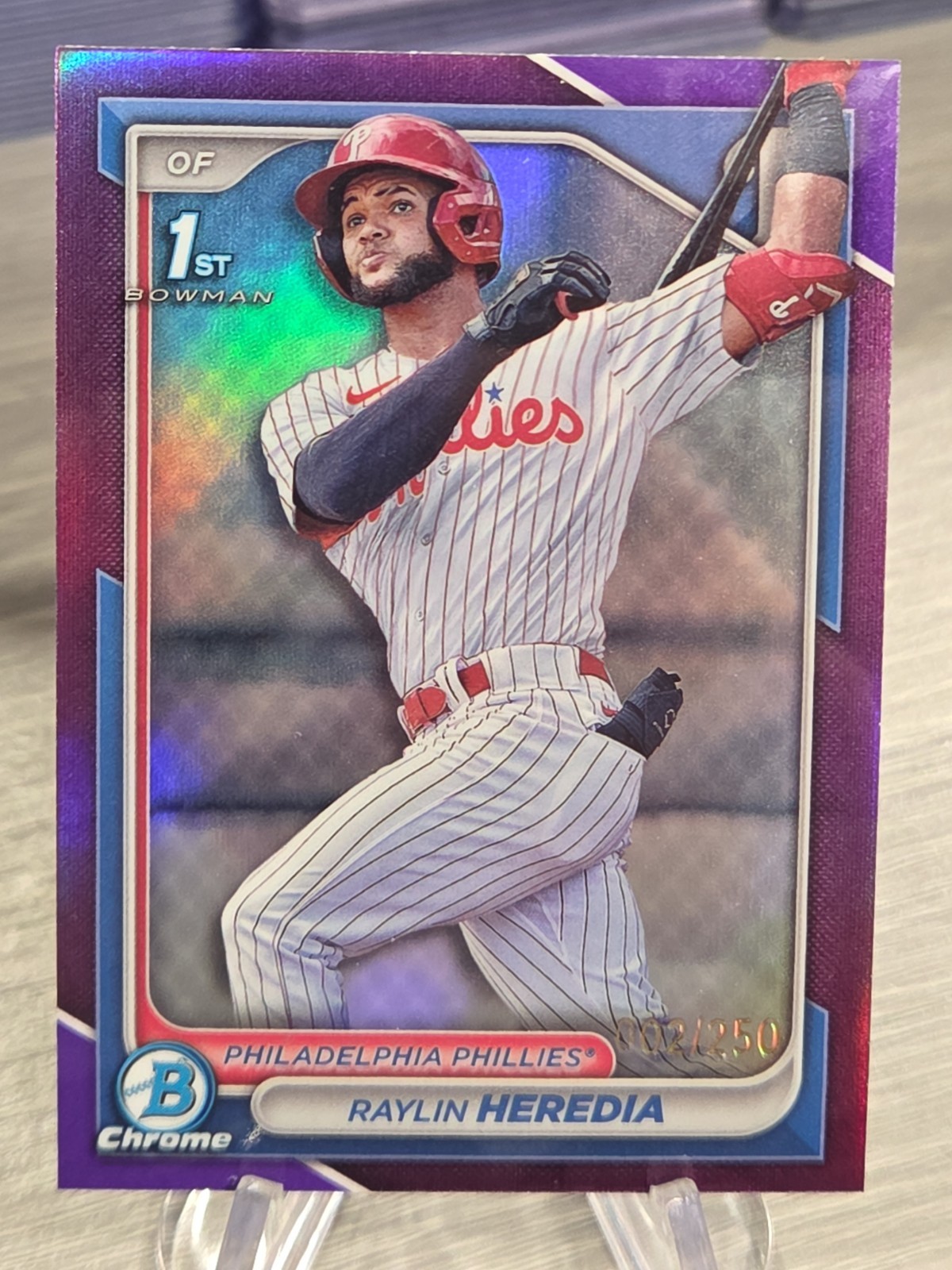 Raylin Heredia 2024 Bowman Chrome Purple Refractor /250 1st #BCP-146 Phillies