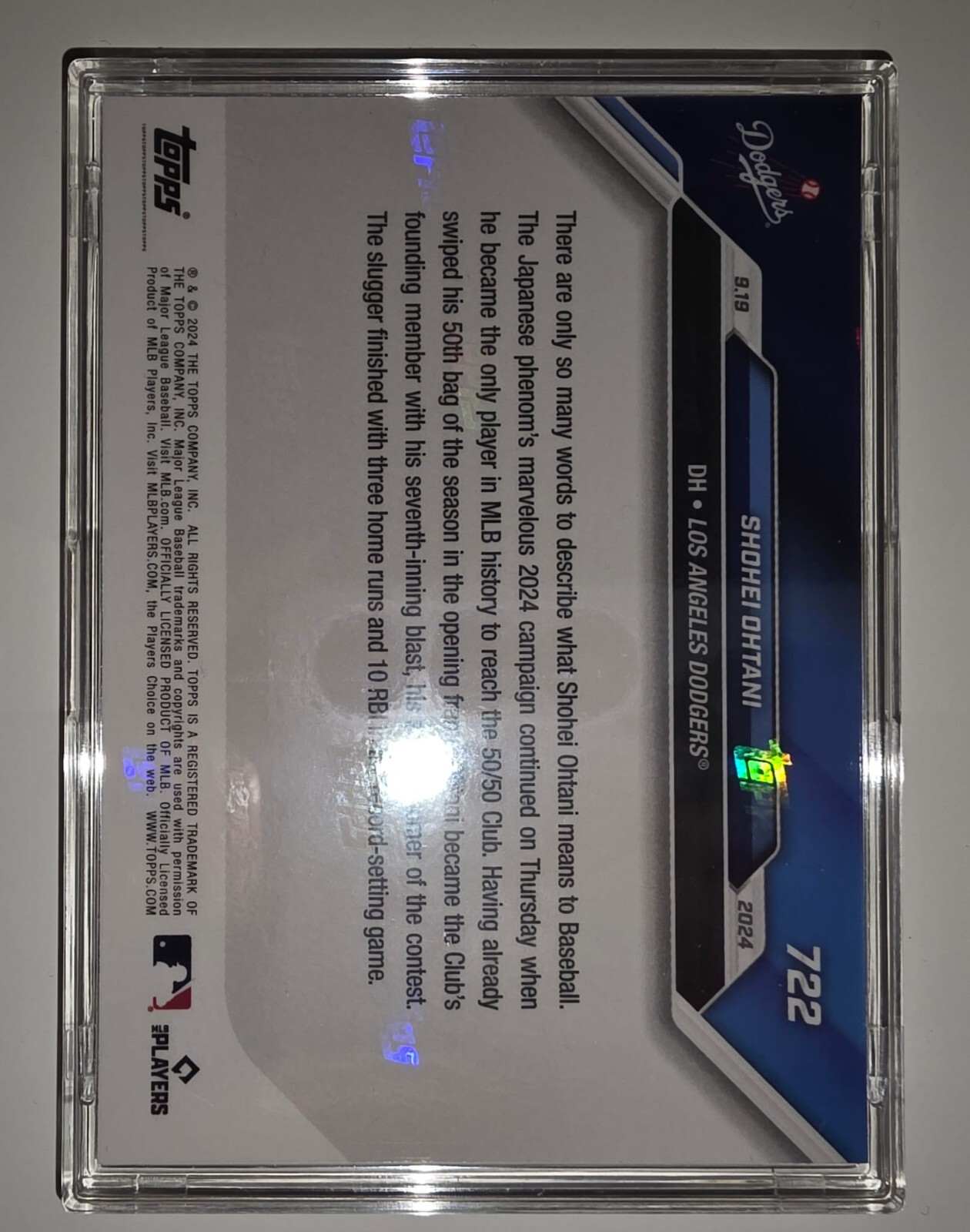 2024 Topps Now – Shohei Ohtani #722 /653737大谷翔平紀念棒球咭MLBカード 卡 (史上初の 50/50 プレイヤー)