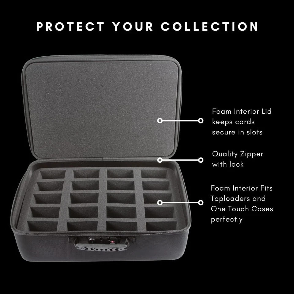 Pro Toploader and One Touch Trading Card Storage Box with Zipper Lock – Sports C