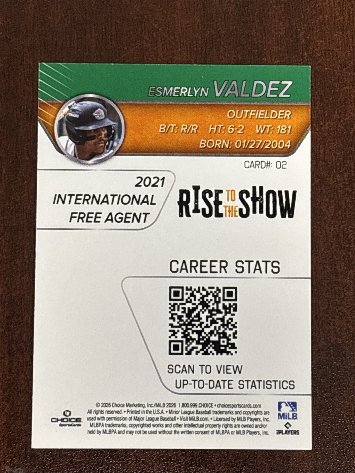 2026 Esmerlyn Valdez Greensboro Grasshoppers Rise To The Show Rc Rookie Card