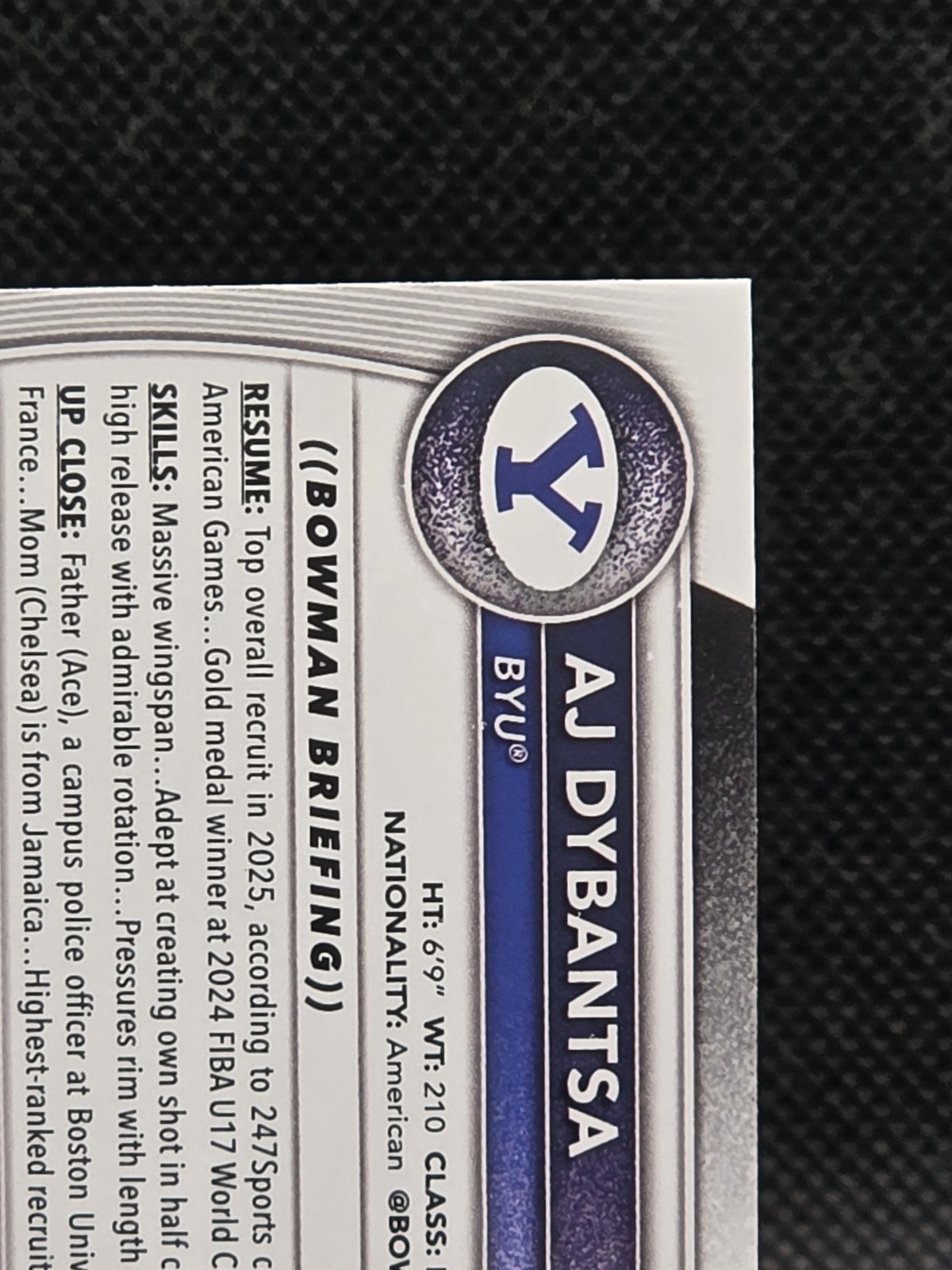 AJ Dybantsa 2025-26 Bowman #BPP-1 + Bowman Chrome #BCP-1 1st Bowman RC BYU