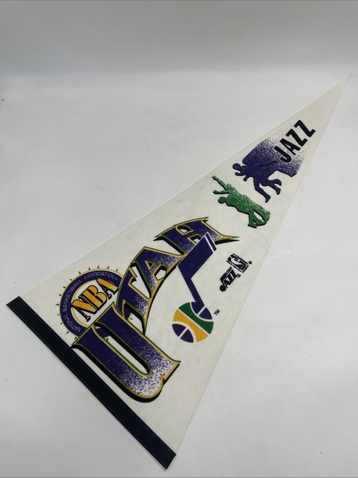 Vintage NBA Utah Jazz Pennant Discontinued Logo Full Size Early 1990s Old Logo