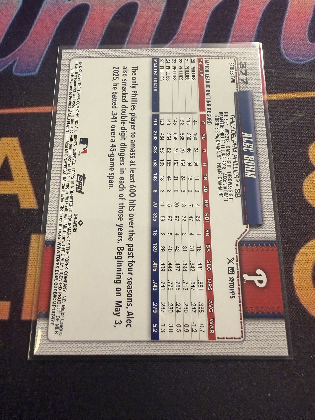 2026 Topps #377 Alec Bohm