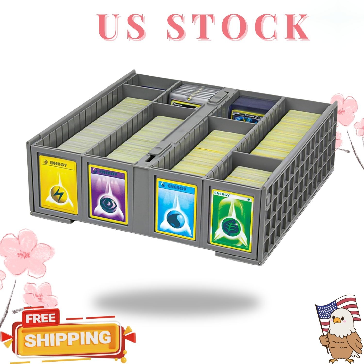 NEW Collectible Card Bin Gray Storage Box Holds 3200 Cards w Partitions